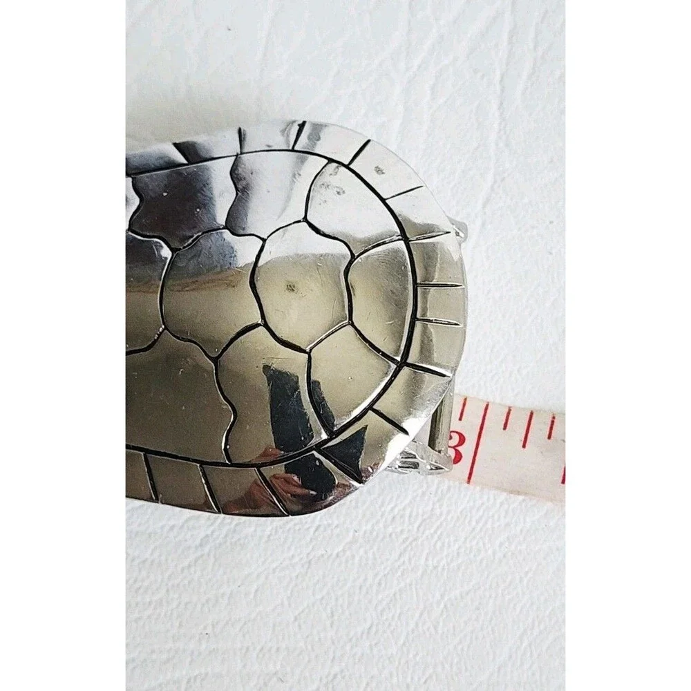 Vintage Silver Tone Turtle Metal Belt Buckle
